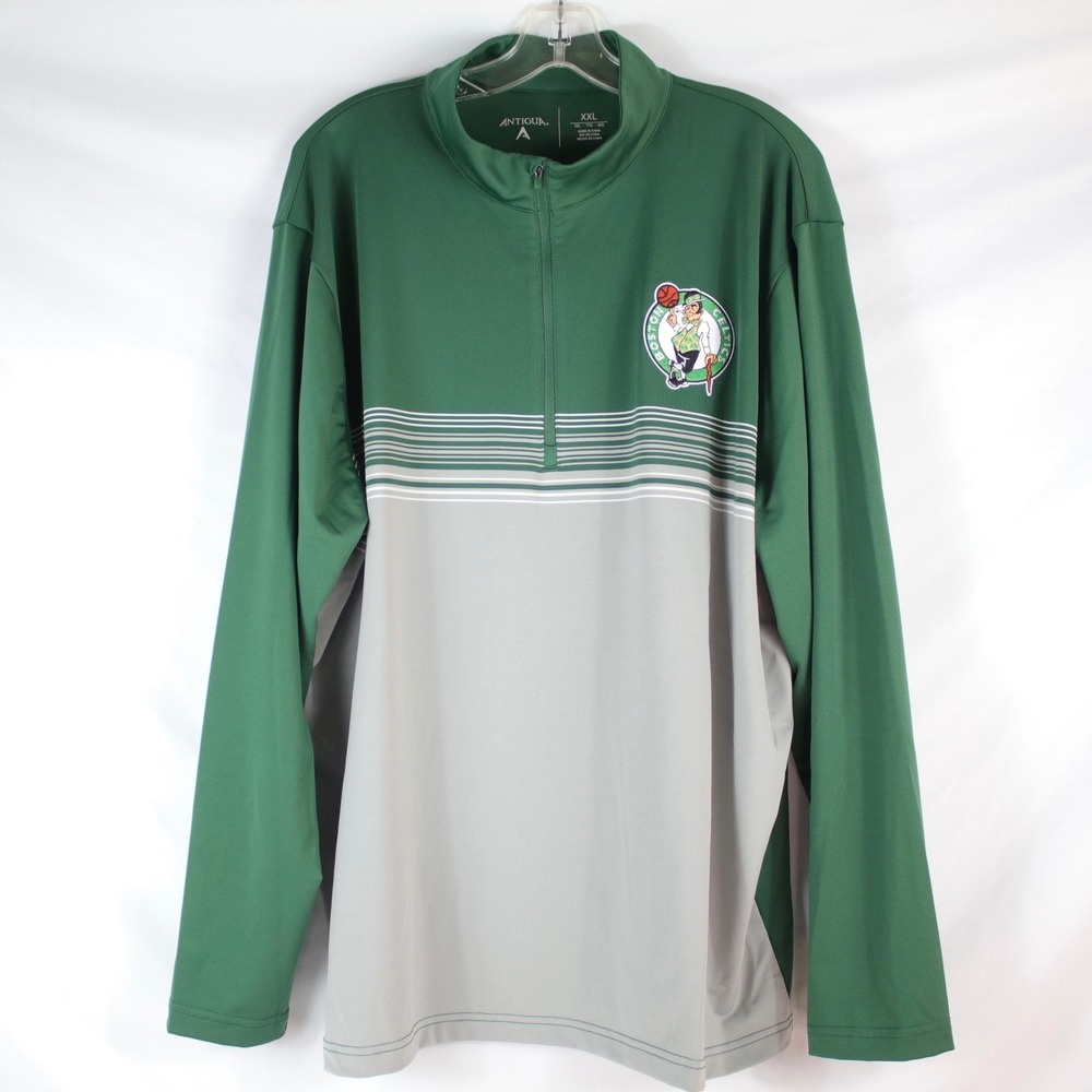 Antigua‎ Celtics Green & Gray Half Zip Long Sleeve Pullover Shirt Mens Size XXL